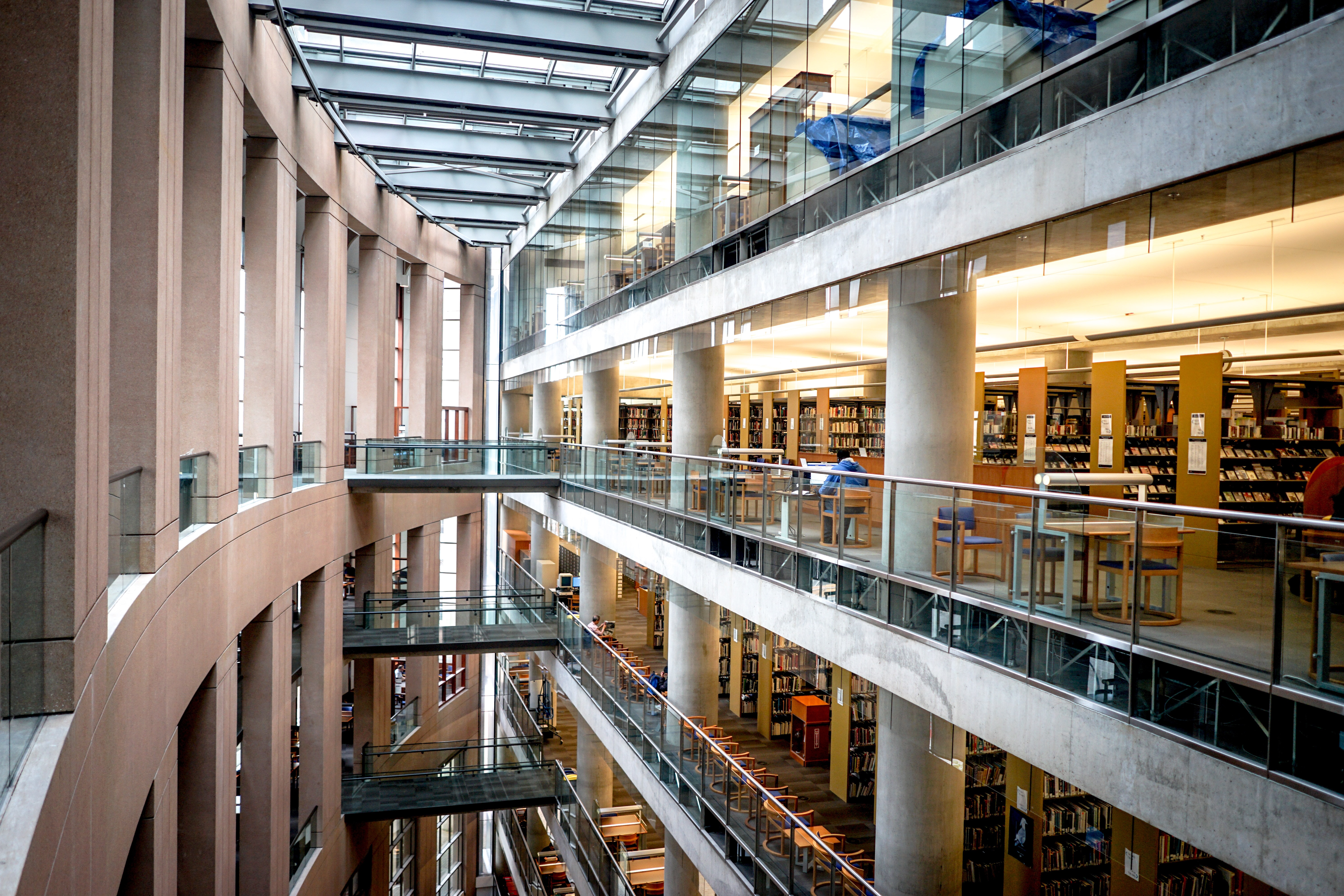 The main library in Vancouver is architecturally significant. The angles and levels contour together to produce a trippy scene. Its pretty from the outside but stunning from the inside.